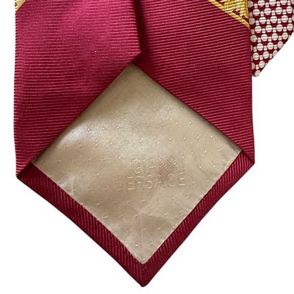 VTG Versace Red Gold Baroque Silk Tie Made in Italy Designer RARE y2K - Picture 3 of 7